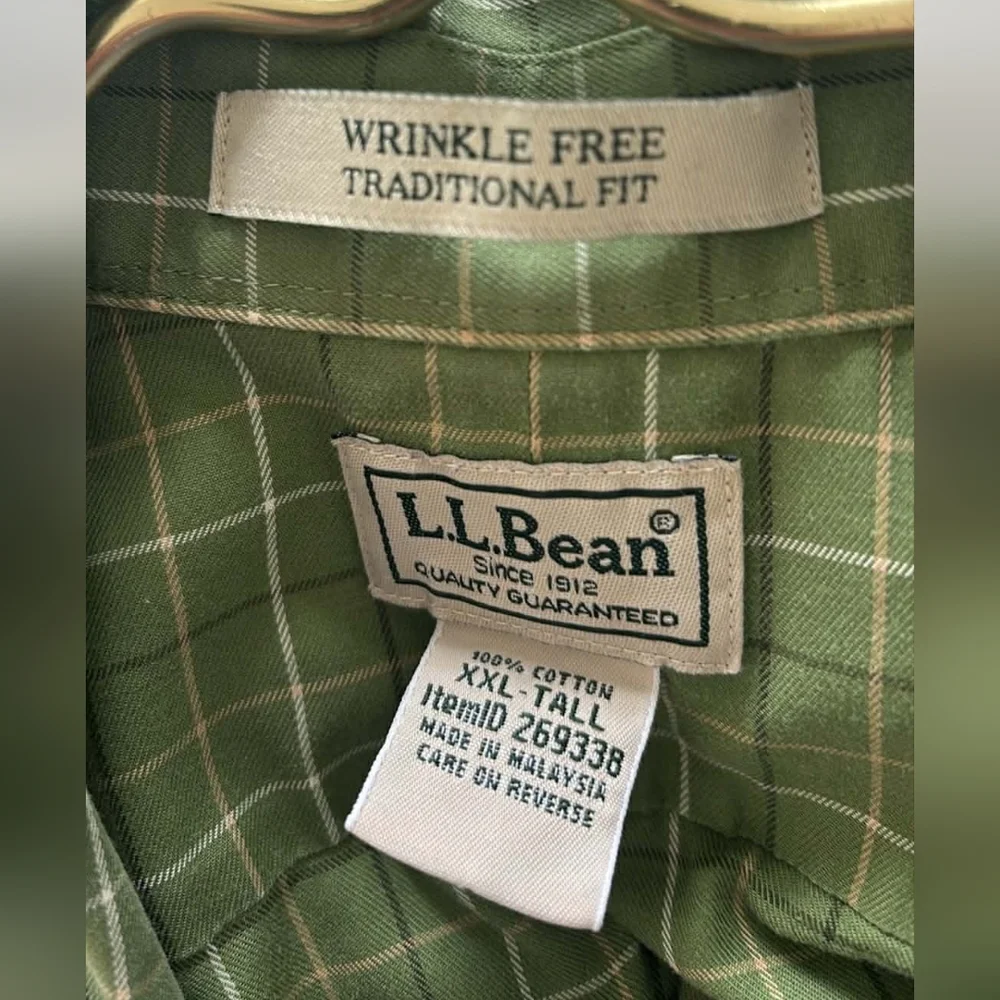 L.L. Bean Olive Green Zip-Up Fleece Jacket With Button Up Shirt Preppy Cabincore